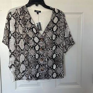 Brand new with tags EXPRESS snakeskin button up top